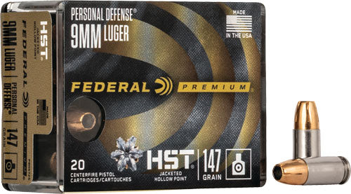 Federal Premium 9mm Luger - 147gr Hst Jhp 20rd 10bx/cs