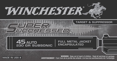 Winchester Super Suppressed - 45 Acp 230gr Fmj 50rd 10bx/cs