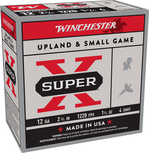 Winchester Super-x 12ga 2.75" - 1-1/4oz #4 1220fps 25rd 10bx/c