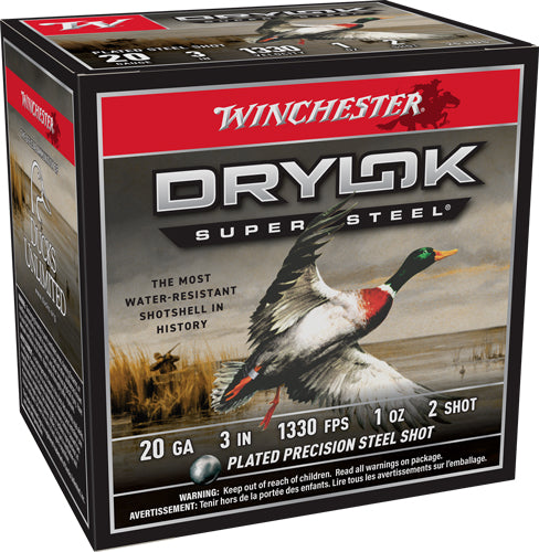 Winchester Drylok 20ga 3" 1oz - #2 1330fps 25rd 10bx/cs